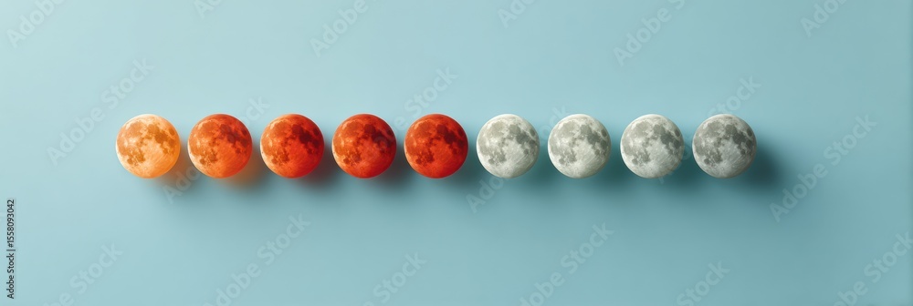 Aufkleber modern lunar calendar showing complete moon phases in sequence on minimalist blue background for edu
