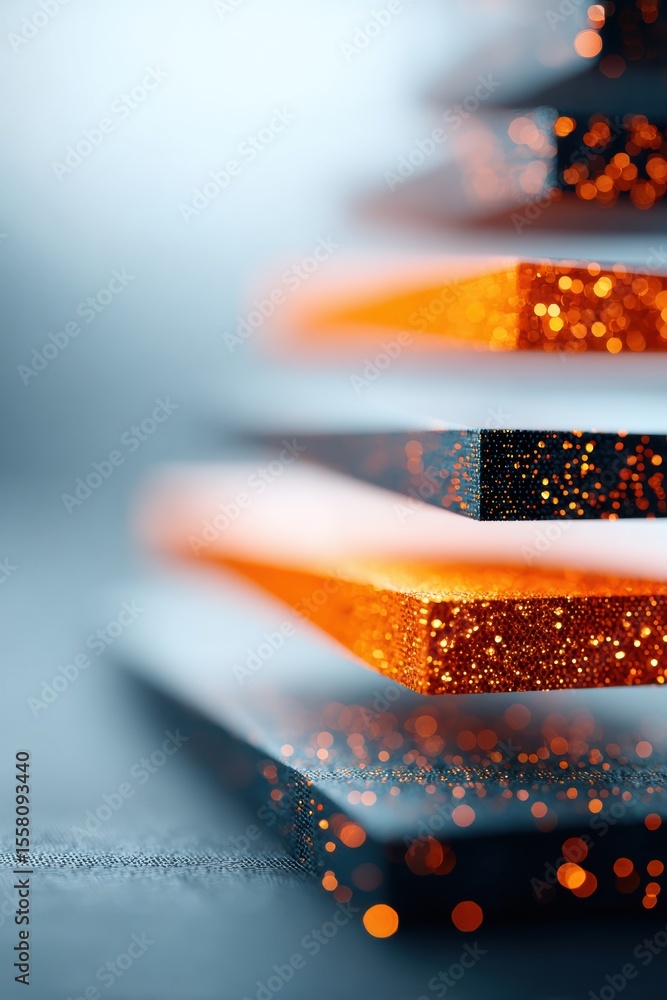 Poster Futuristic digital blocks pyramid with illuminated circuits symbolizing blockchain security and layered data protection for tech business presentations