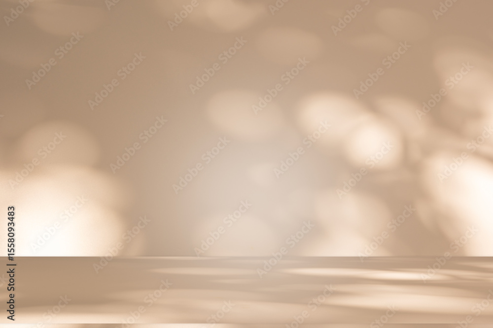 Aufkleber wall interior background, studio and backdrops show products. with leaf shadow from window color bei