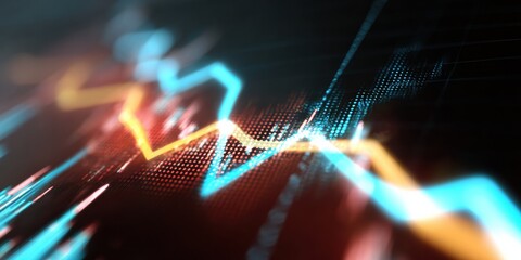 Digital Stock Market Graph with Rising and Declining Trends Showing Volatility and Growth on a Modern Financial Data Board for Economic Analysis
