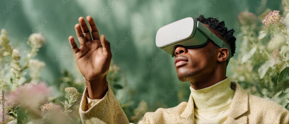 Poster Immersive Virtual Reality Experience with Advanced Haptic Gloves and VR Headset in Modern Tech Workspace - Next-Level User Engagement for Innovation