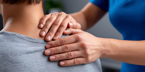 Woman Receiving Shoulder Massage From Therapist
