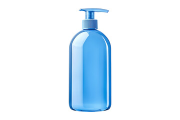 Pump bottle of blue liquid hand soap isolated on transparent background
