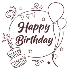 Happy Birthday Logo Design with Colorful Typography and Decorative Elements

