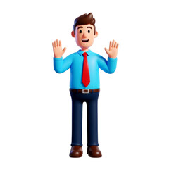 Fototapeta premium Joyful 3D Businessman Cartoon Character Illustration