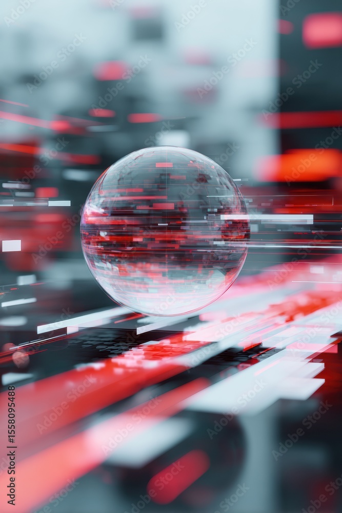 Aufkleber Quantum Sensor Sphere with Dynamic Data Streams and AI Computational Flows for Fintech Security and Fraud Detection Innovation