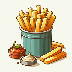 french fries with ketchup and mustard