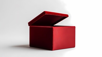Red Velvet Box Open Gift Container Empty Present Package grey background