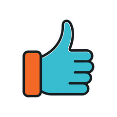 Flat color style and minimalist of a thumbs up doodle one Vector illustration