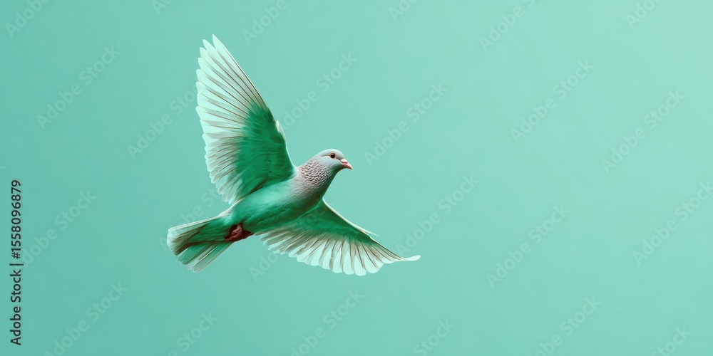 Poster Digital Bird in Flight with Outstretched Wings Over Minimalist Background Highlighting Precision and Movement for Aviation and Freedom Branding
