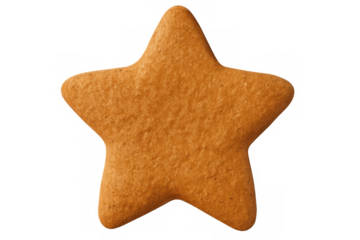 Delicious gingerbread cookie shaped like a star, perfect for christmas celebrations, isolated on transparent background
