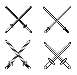 Swords Set. collections Swords crossed silhouettes icon
