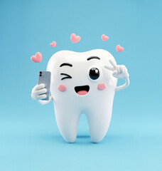 Tooth 3D that looks healthy and happy.