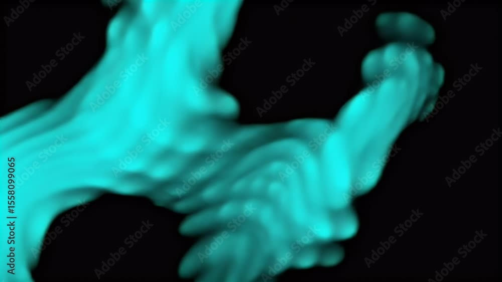 Poster abstract teal fluid motion in a dark background