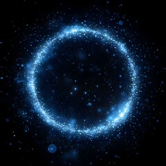 Fototapeta premium Digital, futuristic, technological circle of midnight blue shining dust spots with a clear magic effect 