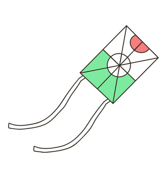 명절에 즐기는 한국 민속놀이인 연날리기 일러스트