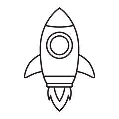 Colorful cartoon rocket icon launching to space isolated on white background