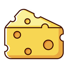 Cartoon slice of cheese icon with holes isolated on white background