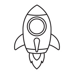 Rocket outline icon launching to space isolated on white background