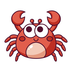 Cute smiling crab cartoon icon isolated on white background