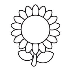 Sunflower outline icon isolated on white background