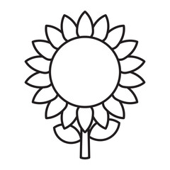 Sunflower outline icon isolated on white background