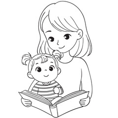 mother reading a book to her baby