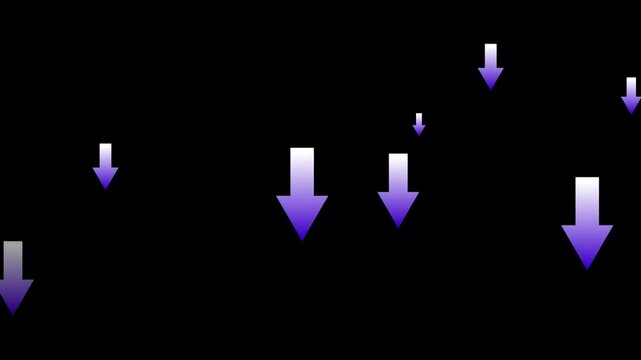 Falling Downward Arrows Animation with Alpha Channel &ndash; 4K Transparent Background Motion Graphic Clip.