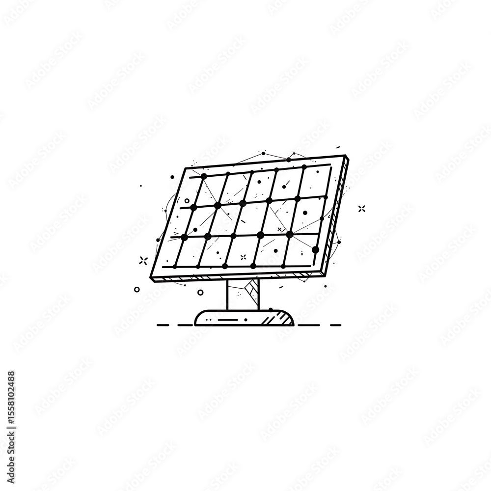 Poster line art icon of a computer screen with modern design, flat style