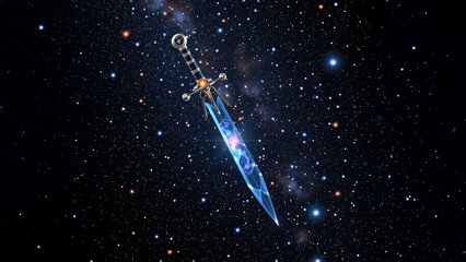 Fototapeta premium Cosmic Sword in the Starry Universe