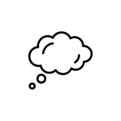 Simple Thought Bubble Outline Icon on White Background for Graphic Design