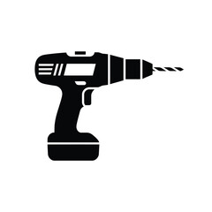 Black and White Icon of a Cordless Drill
