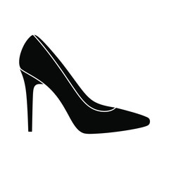Elegant Black High Heel Shoe Silhouette on White Background