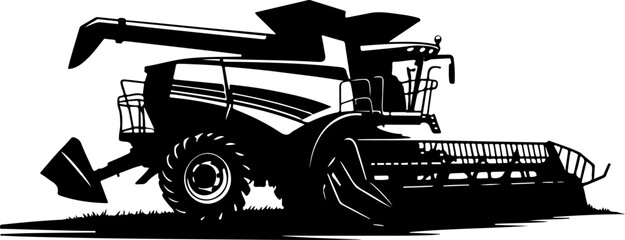 Agriculture Harvester Silhouette Vector | Premium AI-Generated Illustration