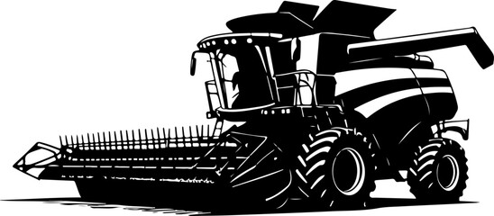 Naklejka premium Agriculture Harvester Silhouette Vector | Premium AI-Generated Illustration