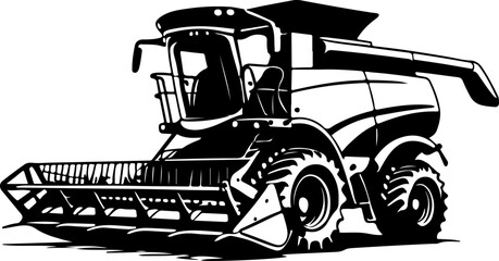 Naklejka premium Agriculture Harvester Silhouette Vector | Premium AI-Generated Illustration