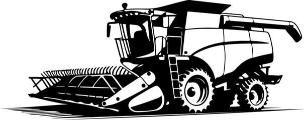 Agriculture Harvester Silhouette Vector | Premium AI-Generated Illustration