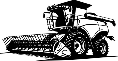 Agriculture Harvester Silhouette Vector | Premium AI-Generated Illustration