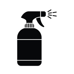Spray bottle icon spraying liquid black silhouette on white background