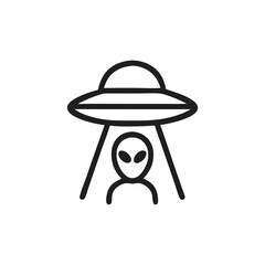 Flying saucer icon representing alien abduction by UFOs beam. Suitable for scifi, spacethemed designs, and illustrations for media use.