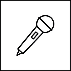 Simple Line Art Microphone Icon Illustration