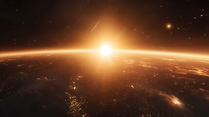 Fototapeta premium Stunning Sunrise Earth Space View Planetary Panorama 