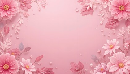 Fototapeta premium pink floral frame in pink background