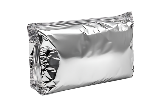 silver food package isolated on transparent background