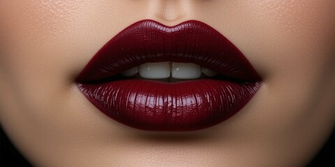 neon outline wine red lips with lipstick on black background.