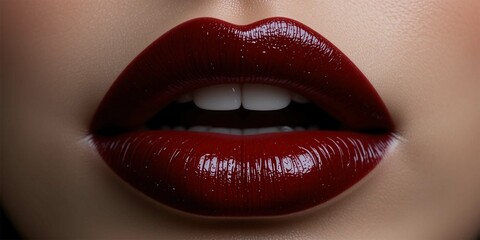 neon outline wine red lips with lipstick on black background.