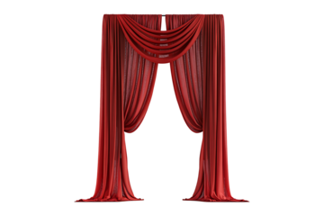 Red Window Curtain isolated on transparent background