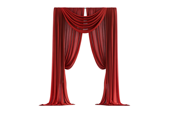 Red Window Curtain isolated on transparent background