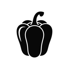 Black silhouette of a bell pepper on a white background