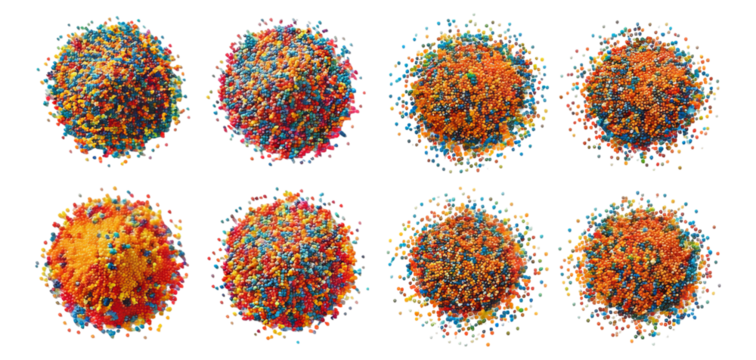 Colorful Abstract Globes with Texture and Vibrant Details, Isolated on Transparent, white background